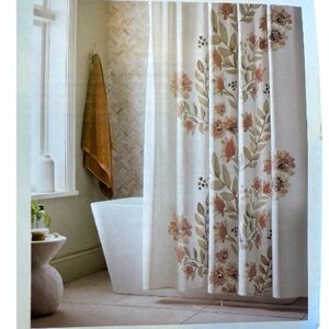 Threshold Floral Shower Curtain - Cream and Orange
